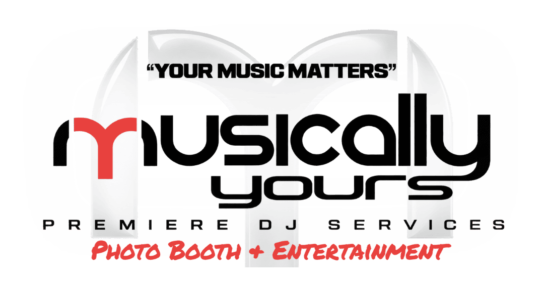 Logo for Musically Unique DJ Services with a photo booth and entertainment tagline.